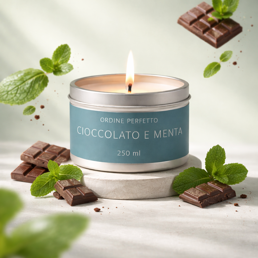 Candela profumata - Cioccolato e menta