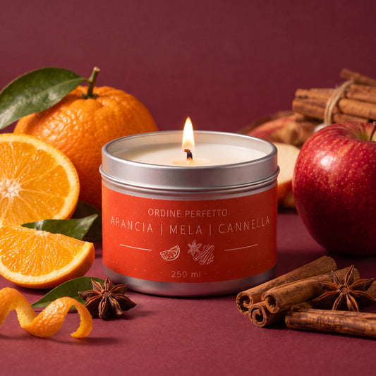 Candela profumata - Arancia, mela e cannella