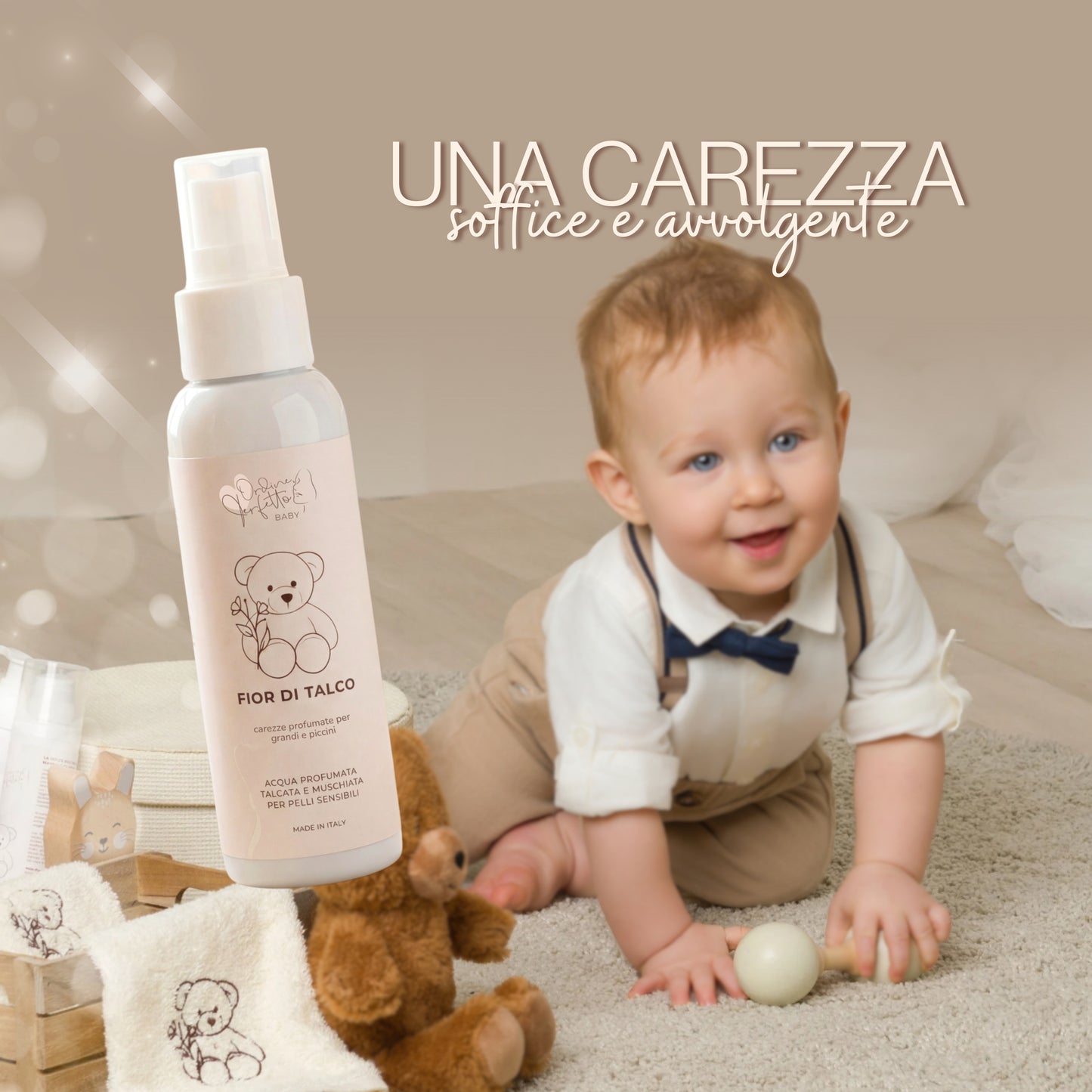 Acqua profumata al muschio e talco per bambini