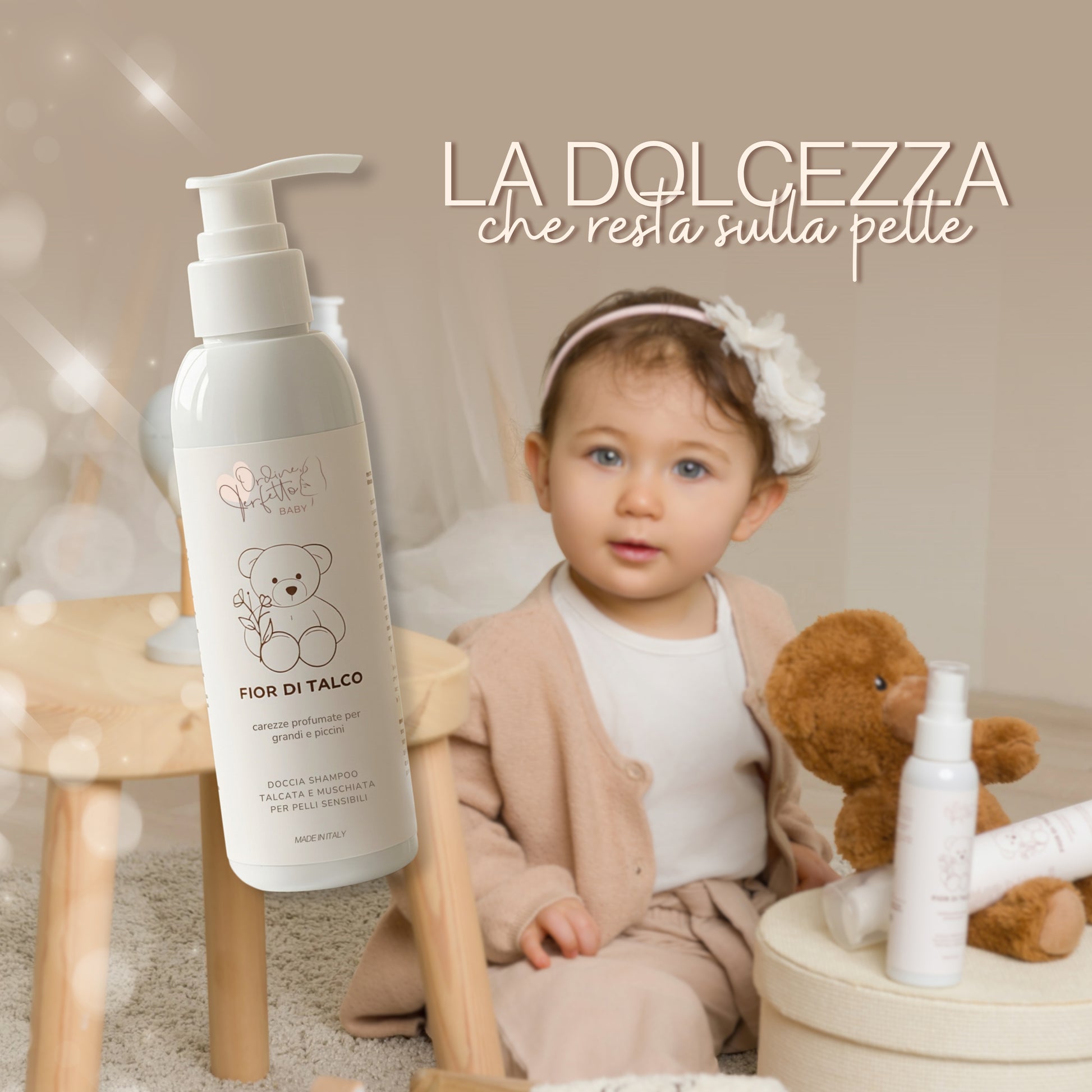 Doccia shampoo per bambini talcato e muschiato