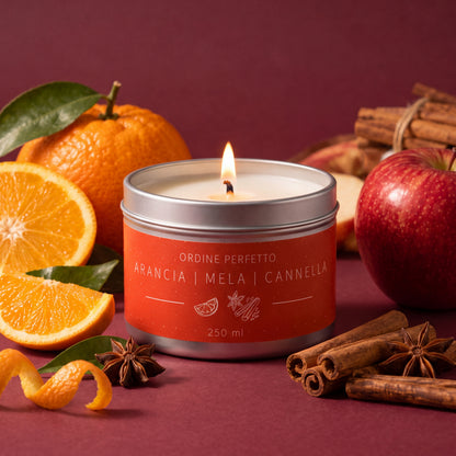 Candela profumata - Arancia, mela e cannella