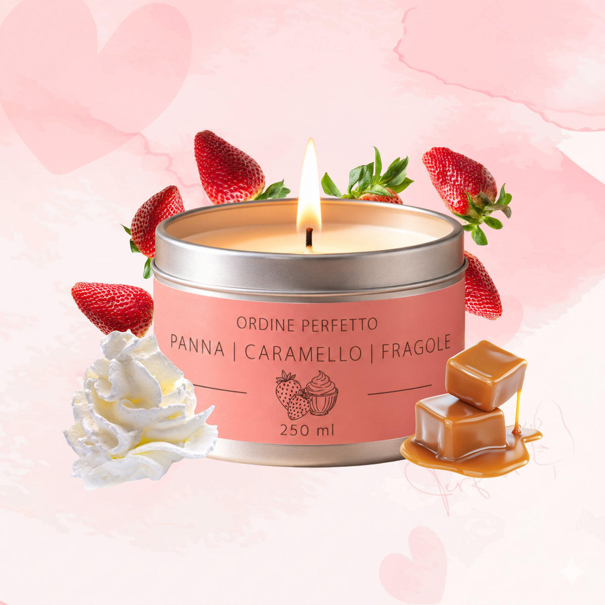 Candela profumata - Panna, caramello e fragole