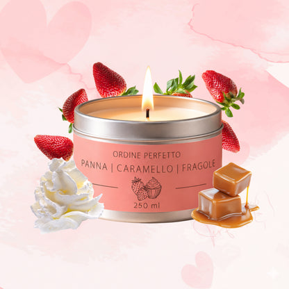 Candela profumata - Panna, caramello e fragole
